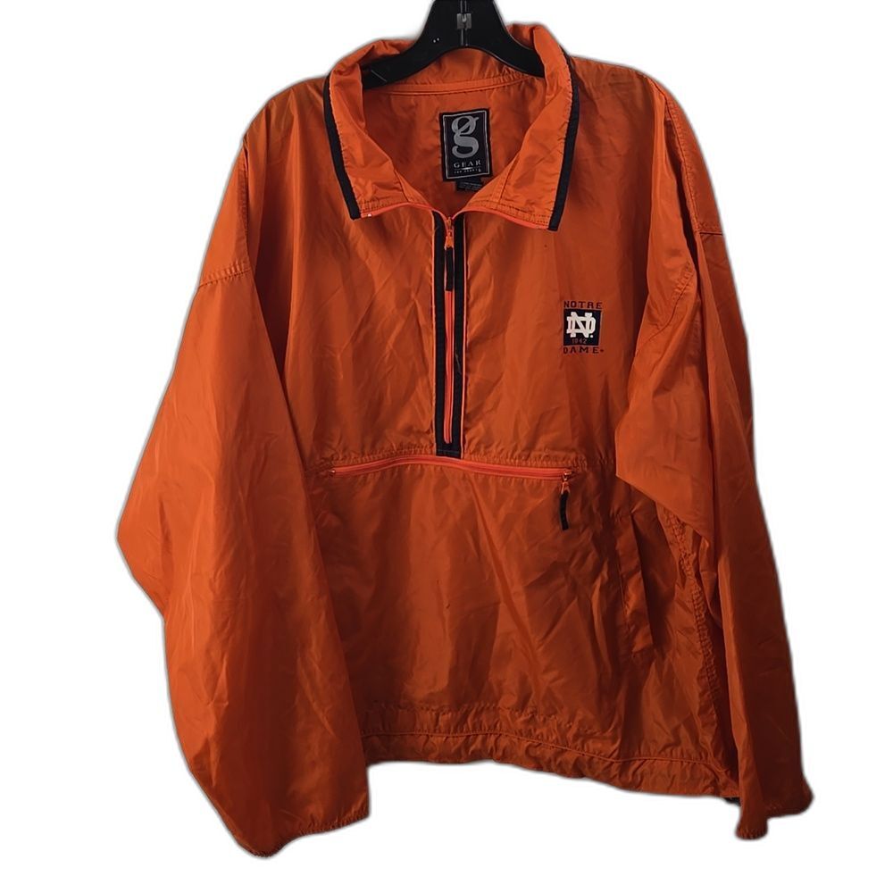 Notre Dame Mens Collegiate Gear For Sports Orange Hooded  Windbreaker Sz XL